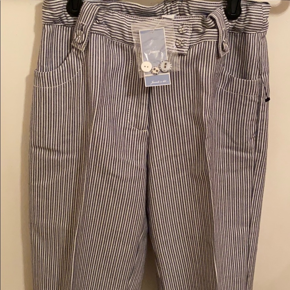 NWT Jacadi blue/white striped cotton pants
